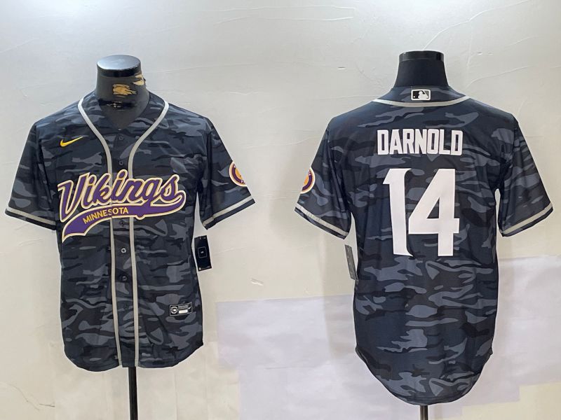 Men Minnesota Vikings #14 Darnold Camo Joint Name 2024 Nike Limited NFL Jersey style 1